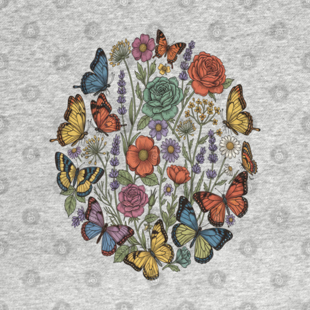 Vintage Botanical Butterfly Garden Meadow by BirdsnStuff