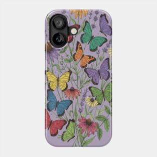Vintage Wildflower Butterfly Garden Illustration Phone Case