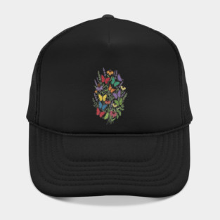 Vintage Wildflower Butterfly Garden Illustration Hat
