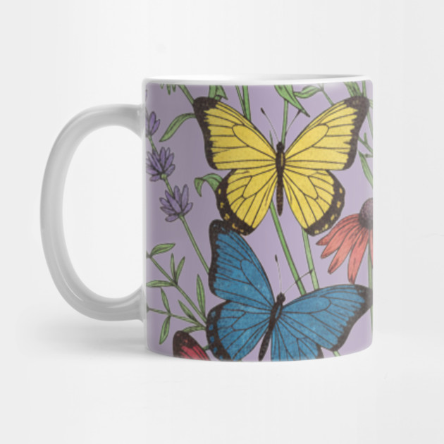 Vintage Wildflower Butterfly Garden Illustration by BirdsnStuff