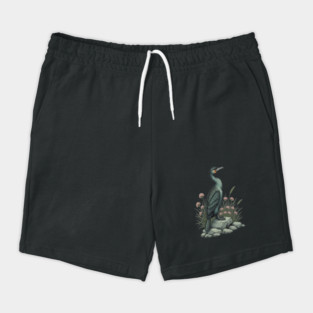 Vintage Coastal Double Crested Cormorant Bird Art Shorts