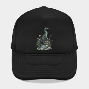 Vintage Coastal Double Crested Cormorant Bird Art Hat