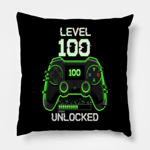 Level 100 Gamer Tee - Unlocked Boss Mode Achievement Pillow by OUTFITPAW