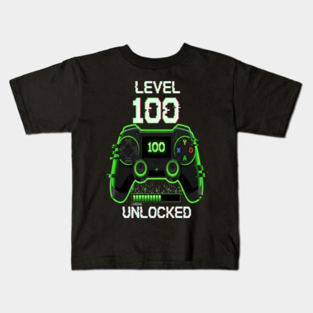Level 100 Gamer Tee - Unlocked Boss Mode Achievement Kids T-Shirt by OUTFITPAW