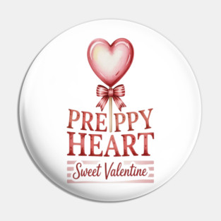 Preppy Heart Sweet Valentine Love Aesthetic Pin