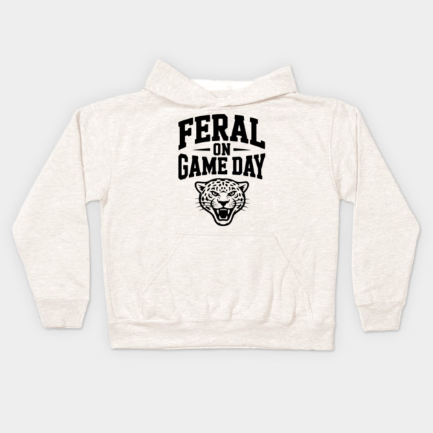Feral on Game Day Kids Hoodie by Frank Ring