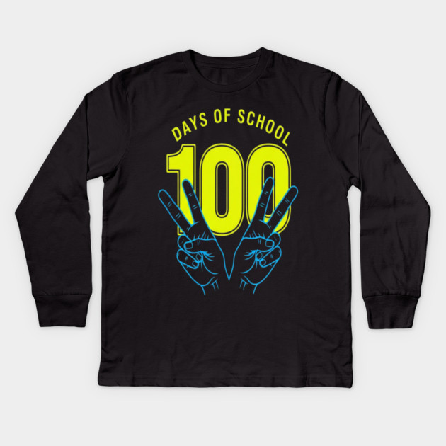 100 Days Tee - Peace Out Double Digit Struggles Kids Long Sleeve T-Shirt by OUTFITPAW
