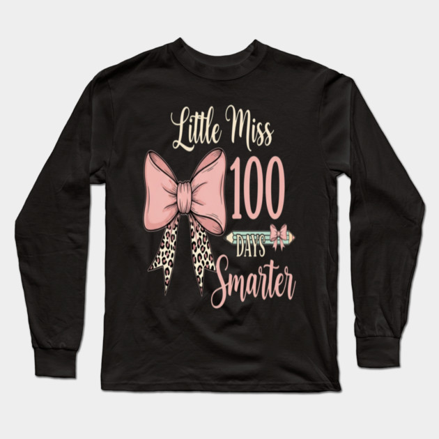 Coquette Bow Tee - Little Miss 100 Days Smarter Long Sleeve T-Shirt by OUTFITPAW