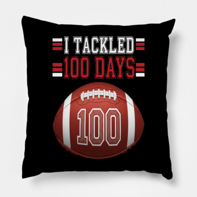 Football School Tee - Gridiron 100 Day Ground Game Pillow by OUTFITPAW