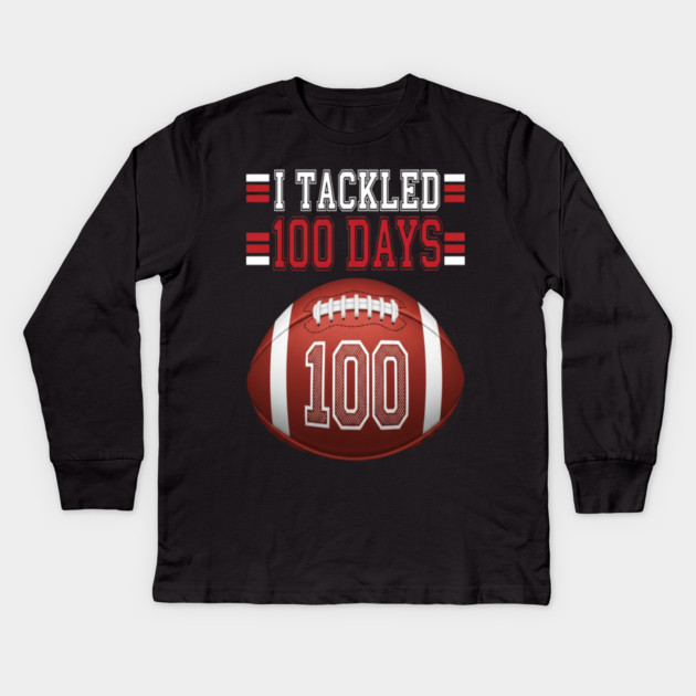 Football School Tee - Gridiron 100 Day Ground Game Kids Long Sleeve T-Shirt by OUTFITPAW