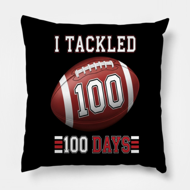 Football School Tee - Gridiron 100 Day Ground Game Pillow by OUTFITPAW