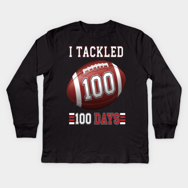 Football School Tee - Gridiron 100 Day Ground Game Kids Long Sleeve T-Shirt by OUTFITPAW