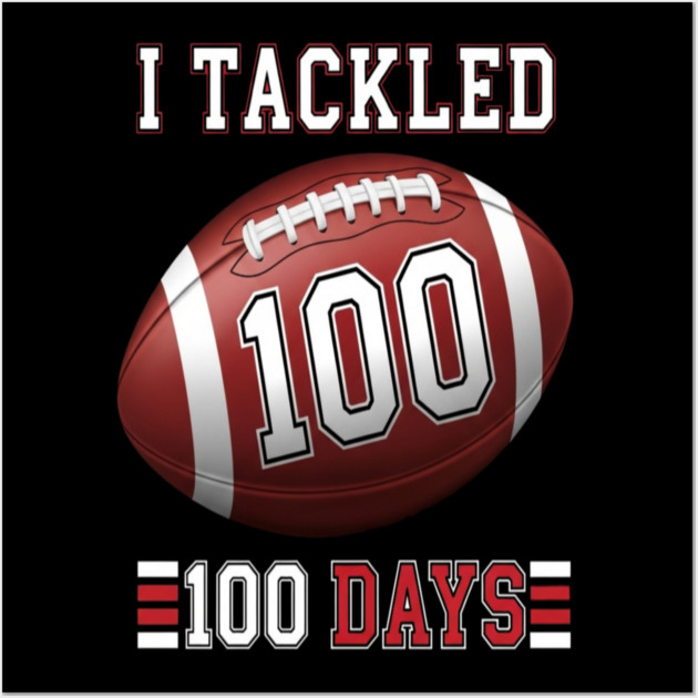 Football School Tee - Gridiron 100 Day Ground Game Wall Art by OUTFITPAW