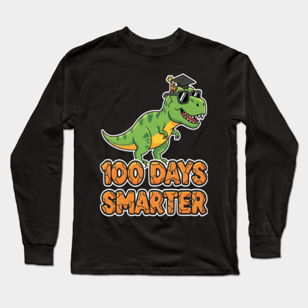 Dino Smarter Tee - Prehistoric 100 Day Brain Evolution Long Sleeve T-Shirt by OUTFITPAW