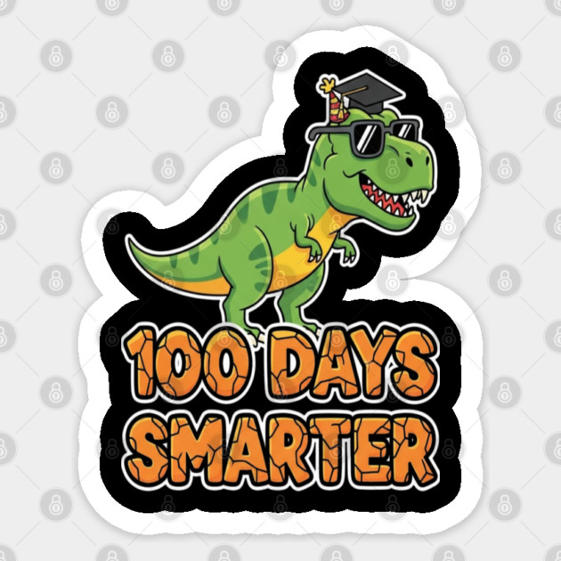 Dino Smarter Tee - Prehistoric 100 Day Brain Evolution Sticker by OUTFITPAW