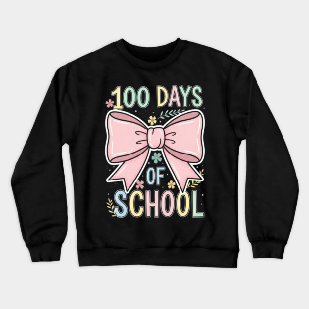Coquette Bow Tee - 100 Days of Stylish Survival Crewneck Sweatshirt by OUTFITPAW