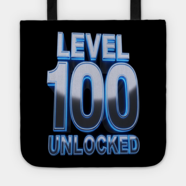 Level 100 Gamer Tee - Epic Blue Unlocked Achievement Tote by OUTFITPAW