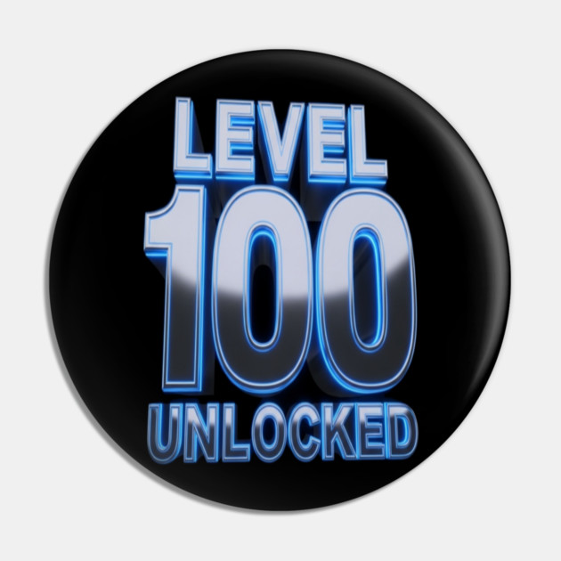 Level 100 Gamer Tee - Epic Blue Unlocked Achievement Pin by OUTFITPAW