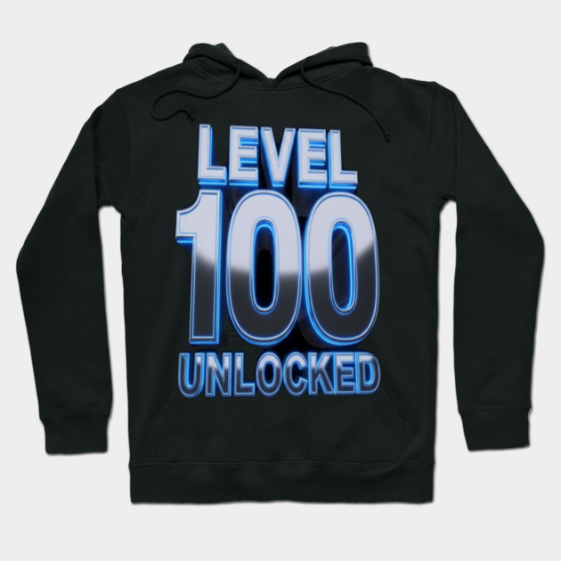 Level 100 Gamer Tee - Epic Blue Unlocked Achievement Hoodie by OUTFITPAW