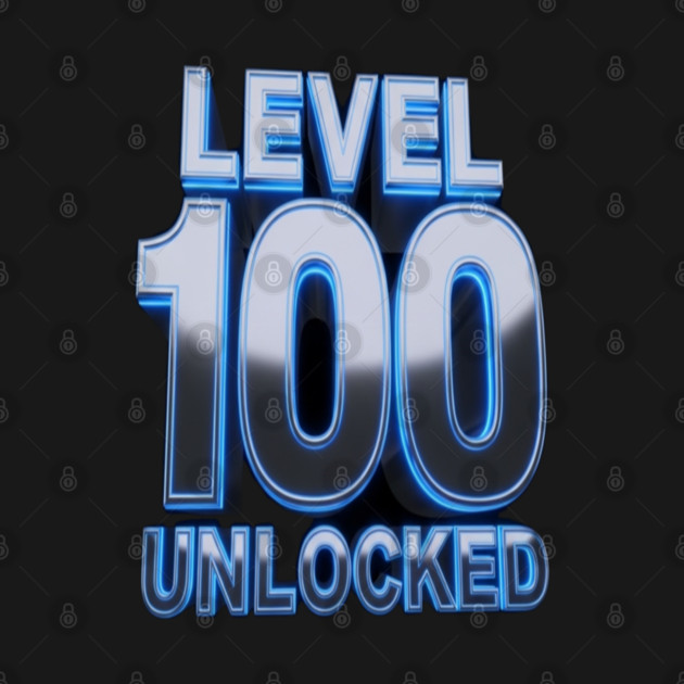 Level 100 Gamer Tee - Epic Blue Unlocked Achievement by OUTFITPAW