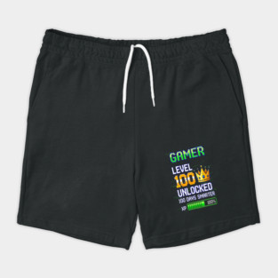 Gamer Level 100 Tee - Royal XP Unlocked Achievement Shorts
