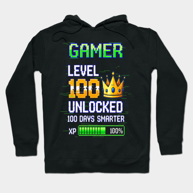 Gamer Level 100 Tee - Royal XP Unlocked Achievement Hoodie by OUTFITPAW