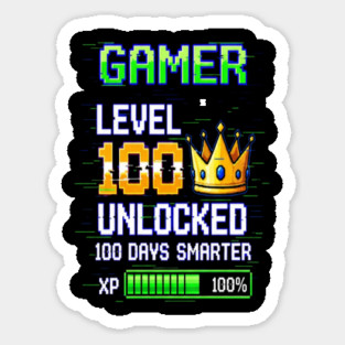 Gamer Level 100 Tee - Royal XP Unlocked Achievement Magnet