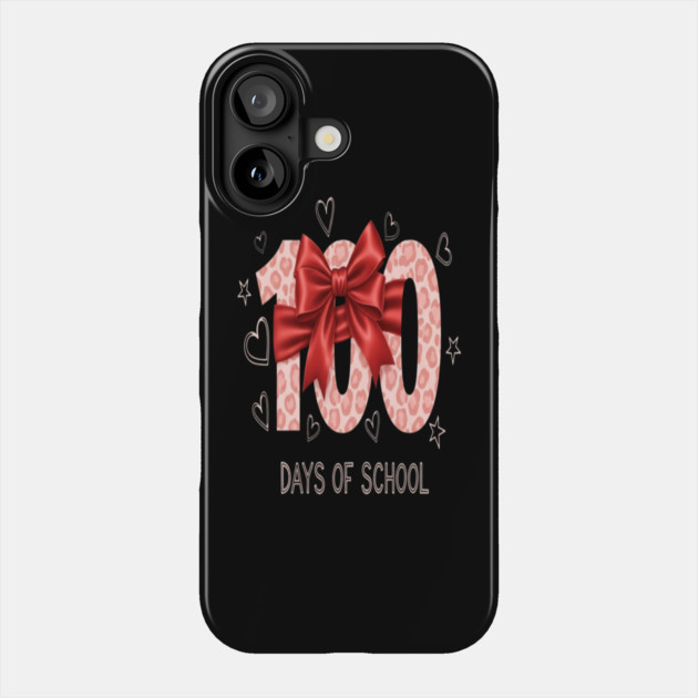 Coquette Bow Tee - Red Leopard 100 Day Slay Phone Case by OUTFITPAW
