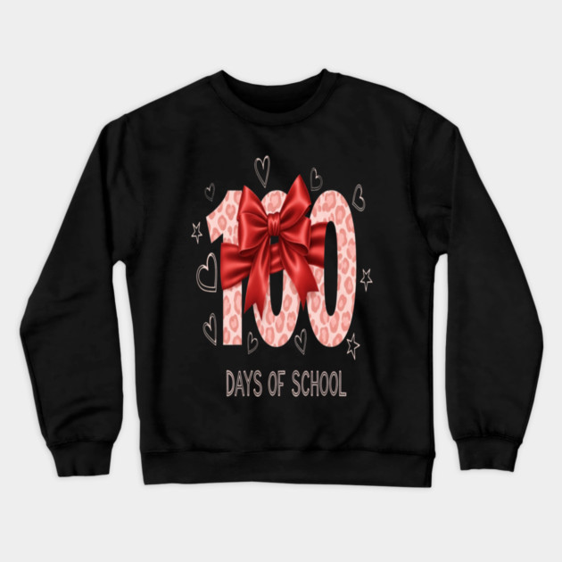 Coquette Bow Tee - Red Leopard 100 Day Slay Crewneck Sweatshirt by OUTFITPAW