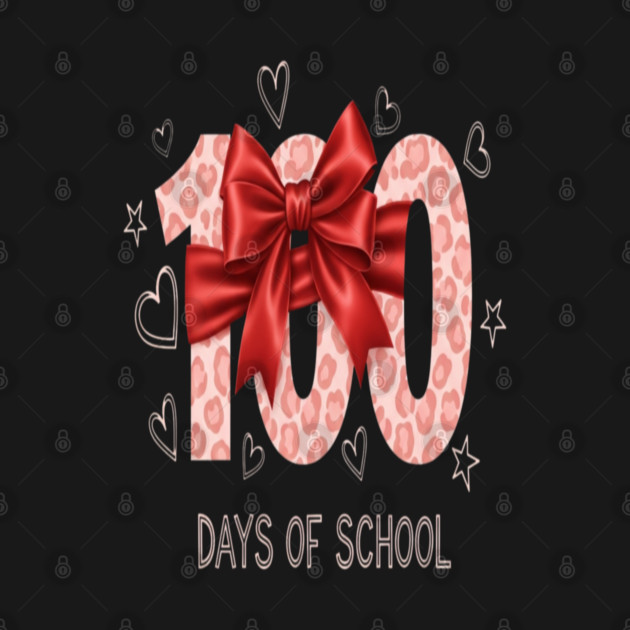 Coquette Bow Tee - Red Leopard 100 Day Slay by OUTFITPAW