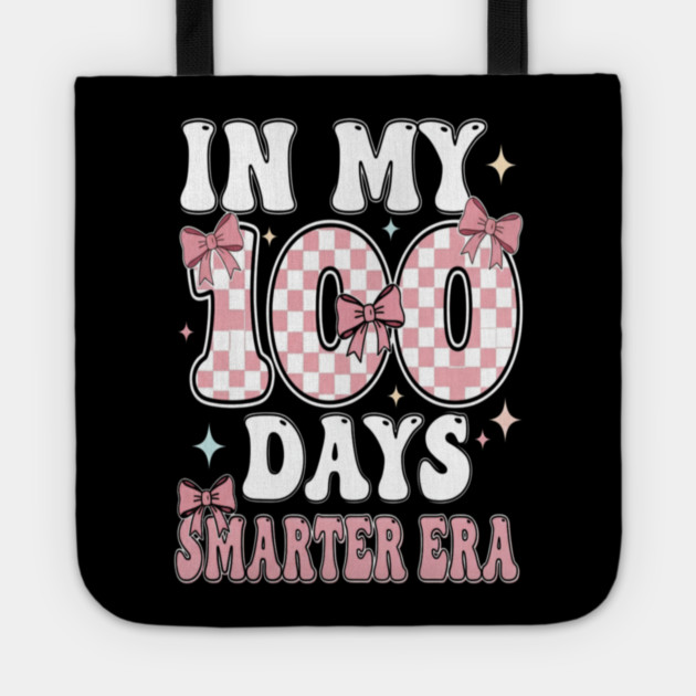 In My Smarter Era - Pink Bow Checkered School Milestone Tote by OUTFITPAW