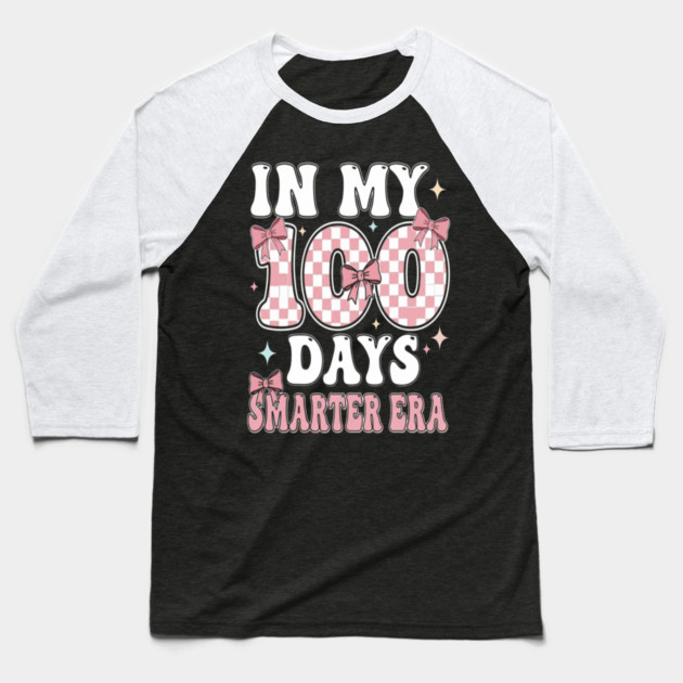 In My Smarter Era - Pink Bow Checkered School Milestone Baseball T-Shirt by OUTFITPAW