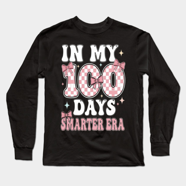 In My Smarter Era - Pink Bow Checkered School Milestone Long Sleeve T-Shirt by OUTFITPAW