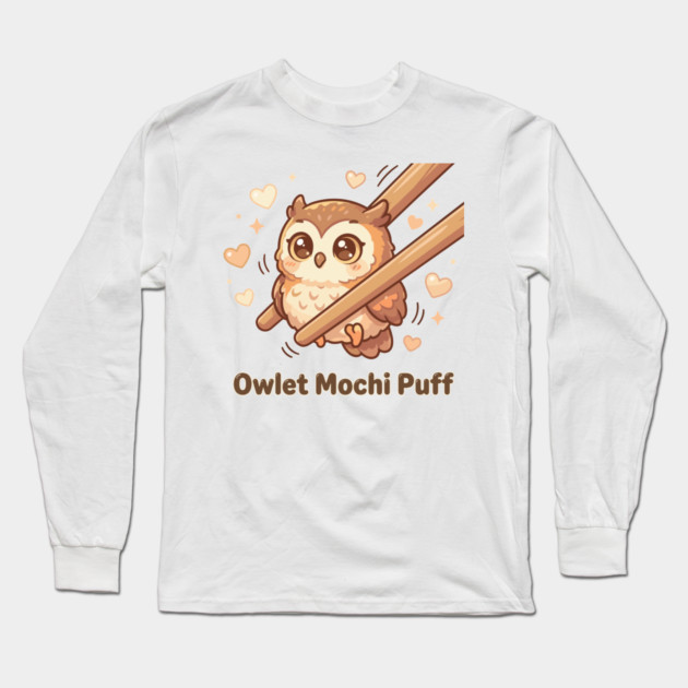 Cute Kawaii Owl “Owlet Mochi Puff” Chopstick Meme Long Sleeve T-Shirt by creative