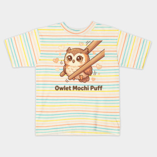 Cute Kawaii Owl “Owlet Mochi Puff” Chopstick Meme Kids T-Shirt