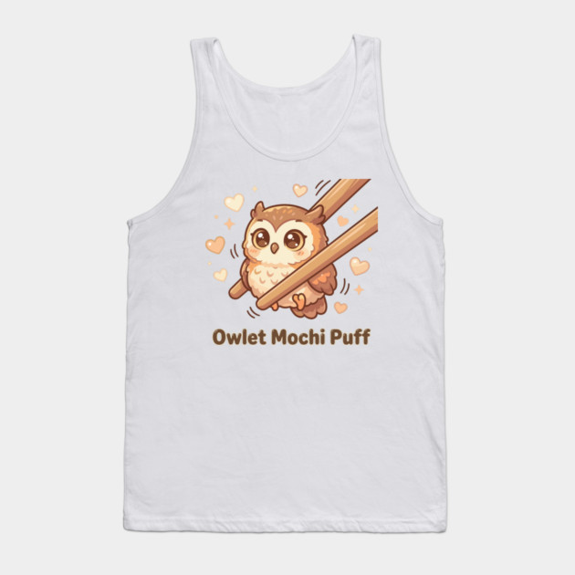 Cute Kawaii Owl “Owlet Mochi Puff” Chopstick Meme Tank Top by creative