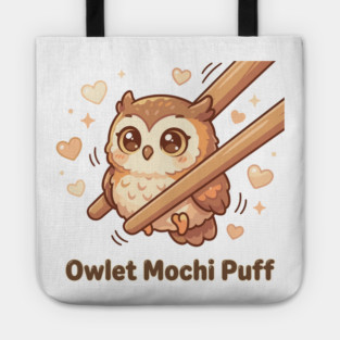 Cute Kawaii Owl “Owlet Mochi Puff” Chopstick Meme Tote