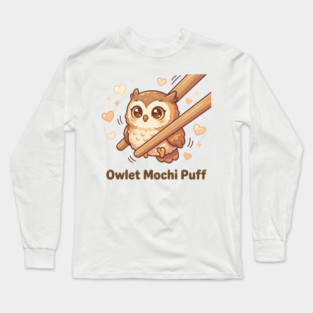 Cute Kawaii Owl “Owlet Mochi Puff” Chopstick Meme Long Sleeve T-Shirt