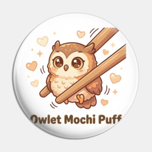 Cute Kawaii Owl “Owlet Mochi Puff” Chopstick Meme Pin