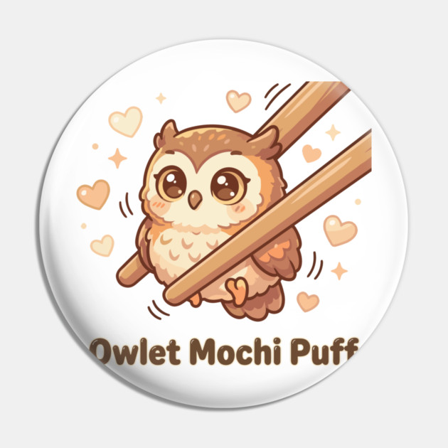 Cute Kawaii Owl “Owlet Mochi Puff” Chopstick Meme Pin by creative