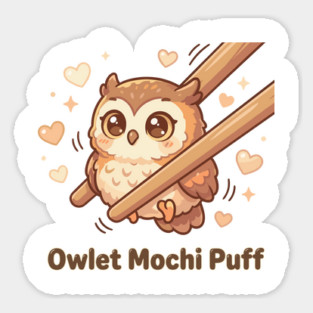 Cute Kawaii Owl “Owlet Mochi Puff” Chopstick Meme Sticker