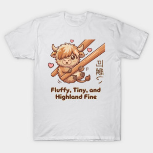 Kawaii Fluffy Tiny Highland Cow Cute Chopstick Meme T-Shirt
