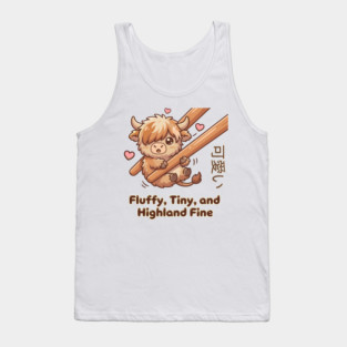 Kawaii Fluffy Tiny Highland Cow Cute Chopstick Meme Tank Top