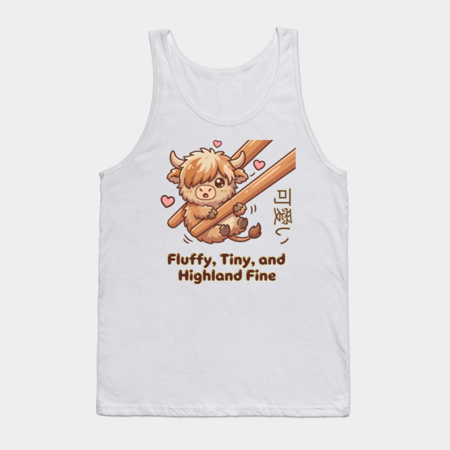 Kawaii Fluffy Tiny Highland Cow Cute Chopstick Meme Tank Top by creative