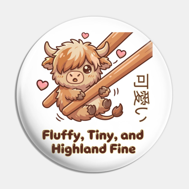 Kawaii Fluffy Tiny Highland Cow Cute Chopstick Meme Pin by creative