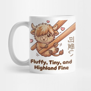 Kawaii Fluffy Tiny Highland Cow Cute Chopstick Meme Mug