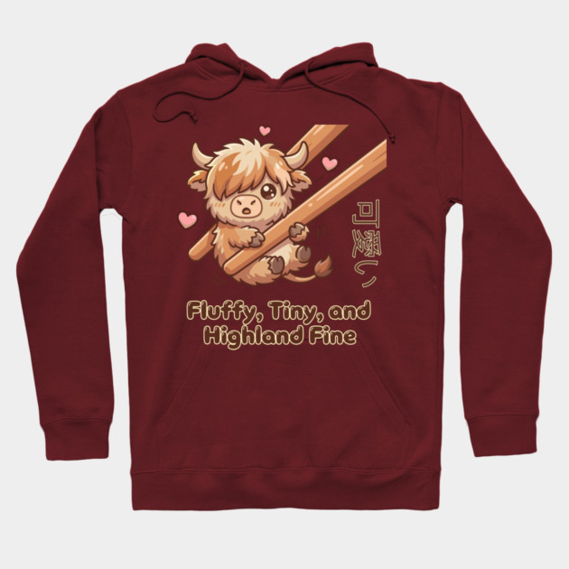 Kawaii Fluffy Tiny Highland Cow Cute Chopstick Meme Hoodie by creative