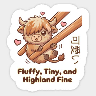 Kawaii Fluffy Tiny Highland Cow Cute Chopstick Meme Magnet