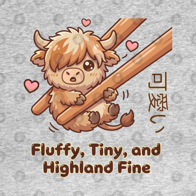 Kawaii Fluffy Tiny Highland Cow Cute Chopstick Meme by creative