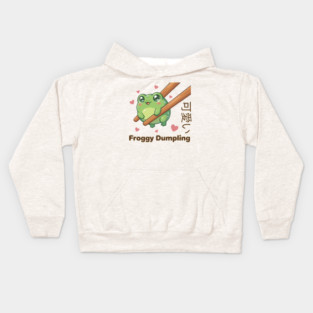 Cute Frog Chopstick Kawaii Froggy Dumpling Cute Frog Meme Kids Hoodie